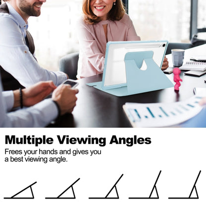 For Samsung Galaxy Tab A9+ 360 Rotation Transparent Smart Leather Case with Keyboard(Sky Blue) by bashfashion