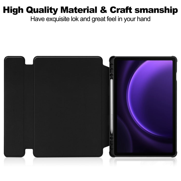 For Samsung Galaxy Tab S9 FE / S10 FE 360 Rotation Transparent Smart Leather Case(Black) by bashfashion