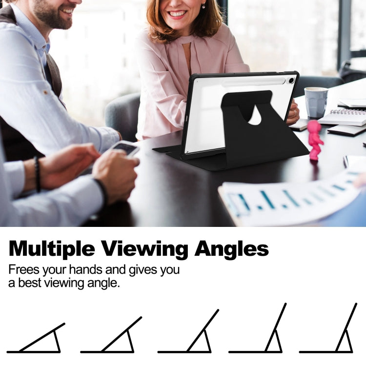 For Samsung Galaxy Tab S9 FE / S10 FE 360 Rotation Transparent Smart Leather Case(Black) by bashfashion