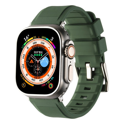 For Apple Watch Ultra 49mm Double Ring Silicone Watch Band(Army Green) by bashfashion