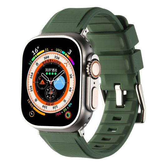 For Apple Watch Ultra 49mm Double Ring Silicone Watch Band(Army Green) by bashfashion