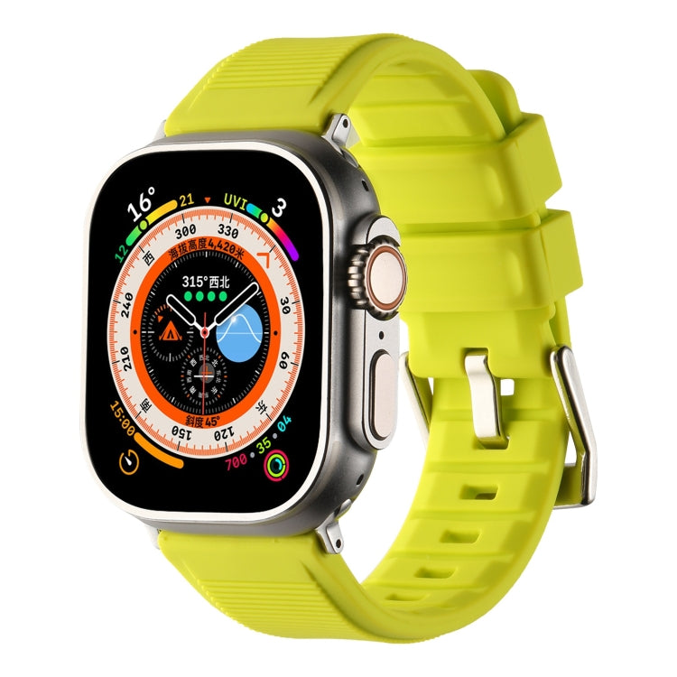 For Apple Watch Ultra 49mm Double Ring Silicone Watch Band(Fluorescent Green) by bashfashion