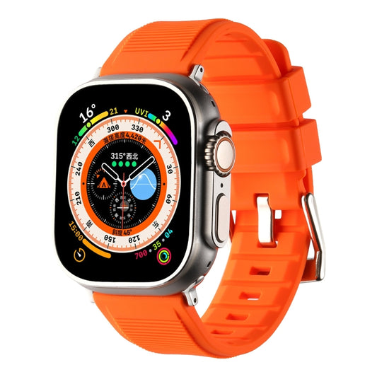 For Apple Watch Ultra 2 49mm Double Ring Silicone Watch Band(Orange) by bashfashion
