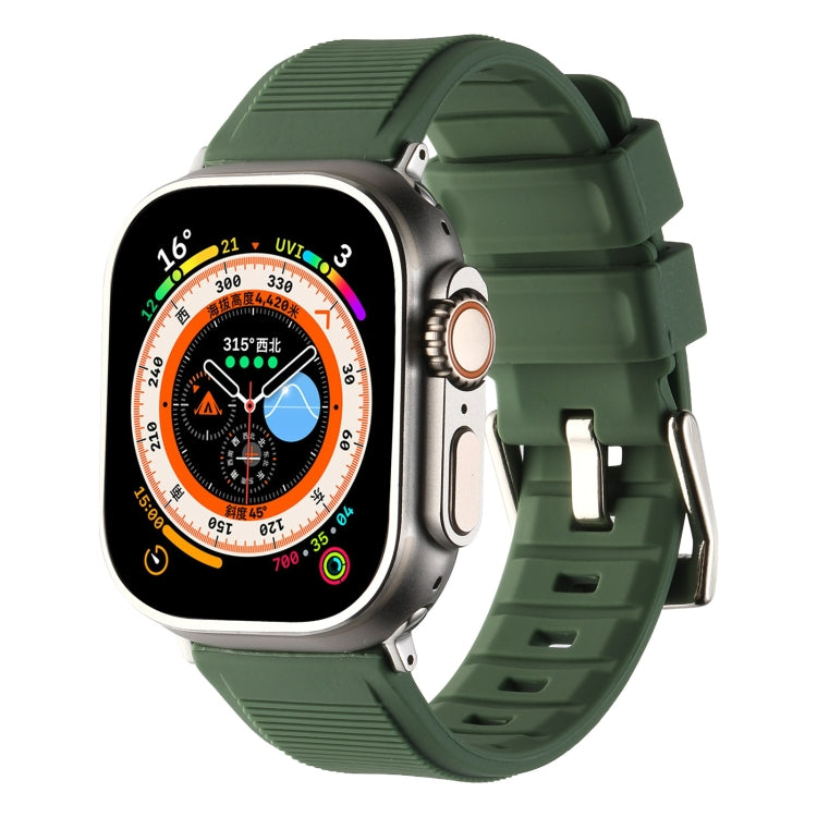 For Apple Watch Ultra 2 49mm Double Ring Silicone Watch Band(Army Green) by bashfashion