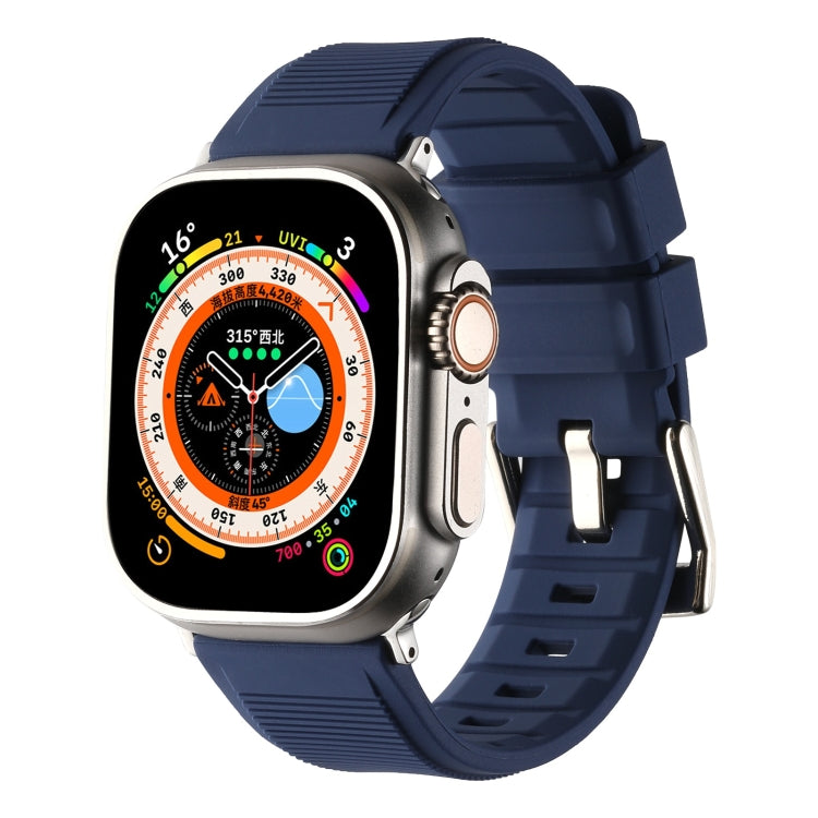 For Apple Watch Ultra 2 49mm Double Ring Silicone Watch Band(Dark Blue) by bashfashion