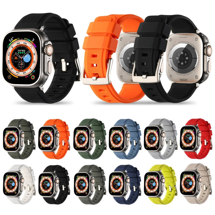 For Apple Watch Ultra 2 49mm Double Ring Silicone Watch Band(Orange) by bashfashion