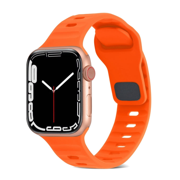 For Apple Watch Ultra 49mm Square Buckle Stripes Silicone Watch Band(Orange) by bashfashion
