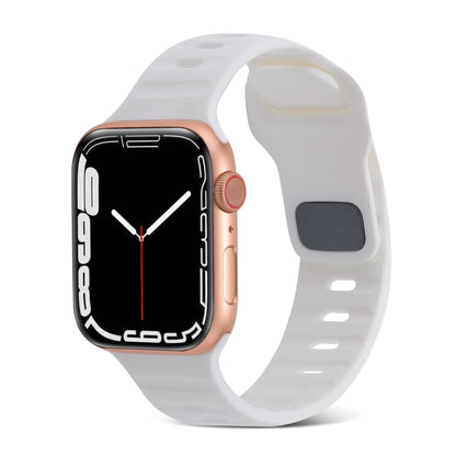 For Apple Watch Ultra 49mm Square Buckle Stripes Silicone Watch Band(White) by bashfashion