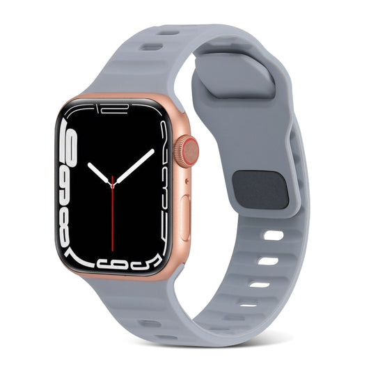 For Apple Watch Ultra 49mm Square Buckle Stripes Silicone Watch Band(Light Grey) by bashfashion