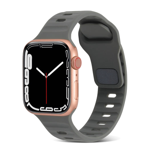 For Apple Watch Ultra 49mm Square Buckle Stripes Silicone Watch Band(Dark Grey) by bashfashion