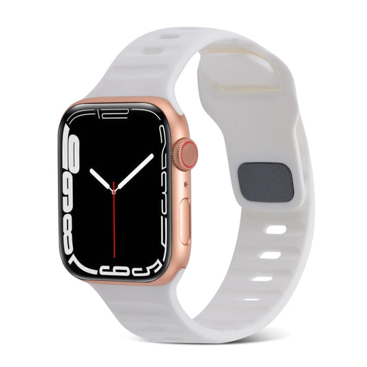 For Apple Watch Ultra 2 49mm Square Buckle Stripes Silicone Watch Band(White) by bashfashion