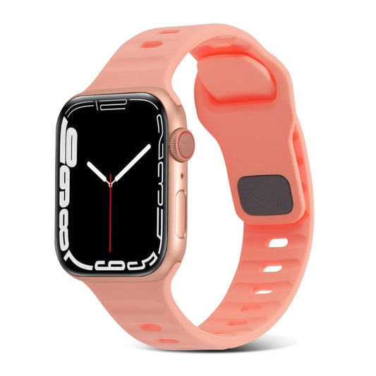 For Apple Watch Ultra 2 49mm Square Buckle Stripes Silicone Watch Band(Pink) by bashfashion