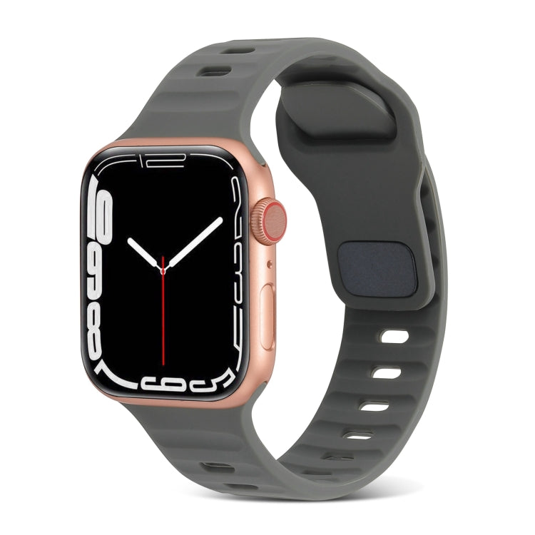For Apple Watch Ultra 2 49mm Square Buckle Stripes Silicone Watch Band(Dark Grey) by bashfashion