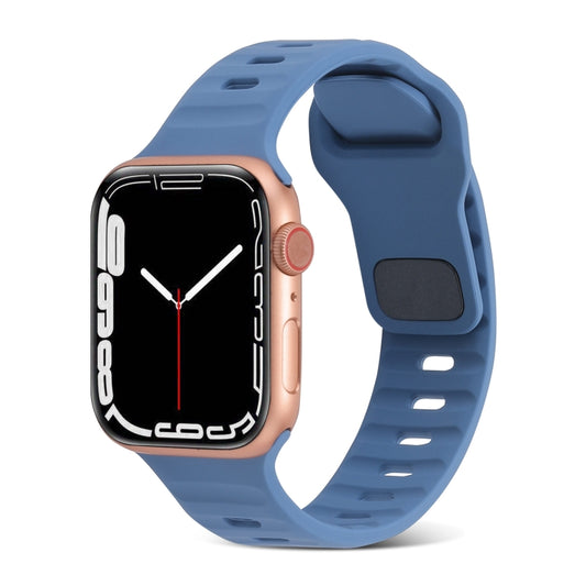For Apple Watch Ultra 2 49mm Square Buckle Stripes Silicone Watch Band(Light Blue) by bashfashion
