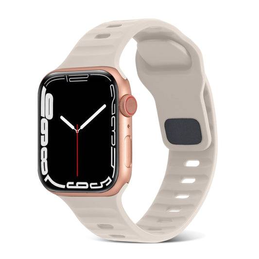 For Apple Watch Ultra 2 49mm Square Buckle Stripes Silicone Watch Band(Starlight) by bashfashion