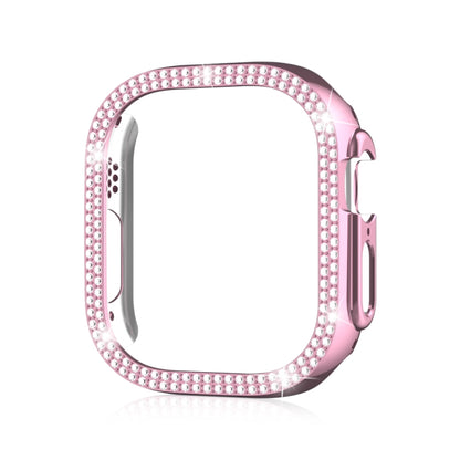 For Apple Watch Ultra 2 / Ultra 49mm Double Row Diamond Hollow PC Watch Case(Pink) by bashfashion