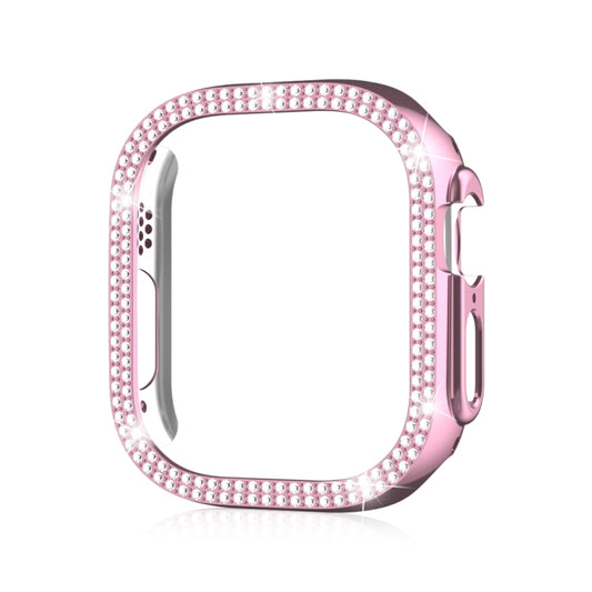 For Apple Watch Ultra 2 / Ultra 49mm Double Row Diamond Hollow PC Watch Case(Pink) by bashfashion