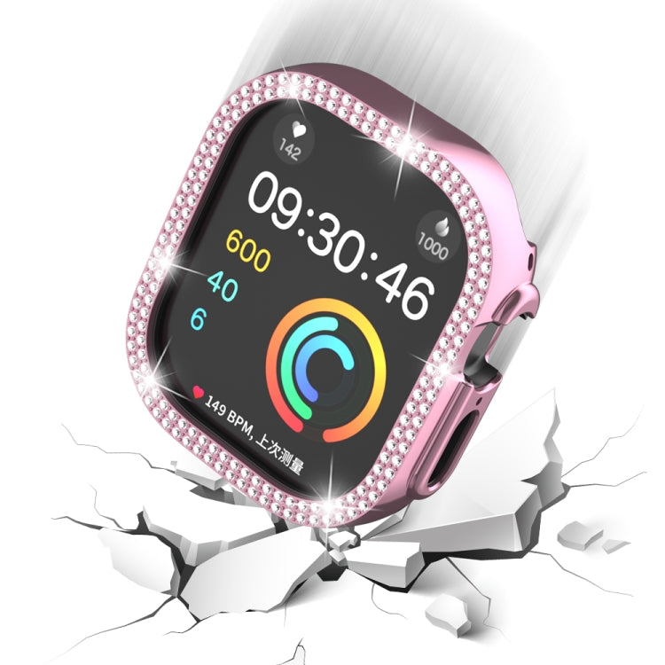 For Apple Watch Ultra 2 / Ultra 49mm Double Row Diamond Hollow PC Watch Case(Pink) by bashfashion