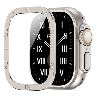 For Apple Watch Ultra 1 / 2 / 3 49mm Number Ring Metal Frame Integrated Tempered Film(Original Color) by bashfashion