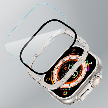 For Apple Watch Ultra 1 / 2 / 3 49mm Number Ring Metal Frame Integrated Tempered Film(Original Color) by bashfashion