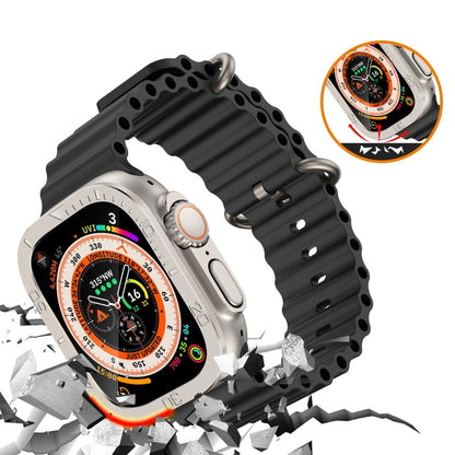 For Apple Watch Ultra 1 / 2 / 3 49mm Number Ring Metal Frame Integrated Tempered Film(Original Color) by bashfashion