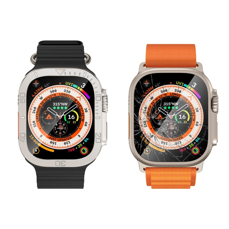 For Apple Watch Ultra 1 / 2 / 3 49mm Number Ring Metal Frame Integrated Tempered Film(Original Color) by bashfashion