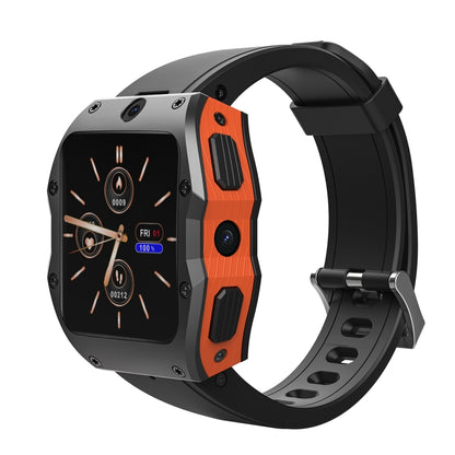 Model X 1.99 inch IP68 Waterproof Android 9.0 4G Dual Cameras Matte Smart Watch, Specification:4GB+128GB(Black Orange) by bashfashion