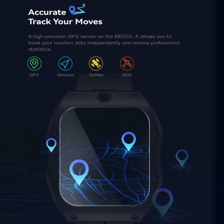 Model X 1.99 inch IP68 Waterproof Android 9.0 4G Dual Cameras Matte Smart Watch, Specification:4GB+128GB(Black) by bashfashion