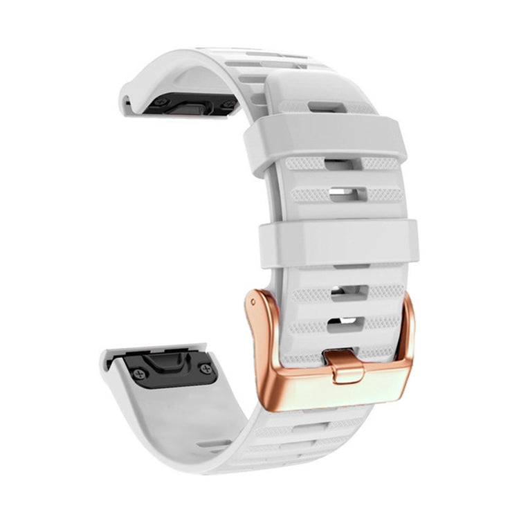 For Garmin Fenix 7S / 6S Pro / 5S Plus 20mm Rose Gold Buckle Quick Release Silicone Watch Band(White) by bashfashion