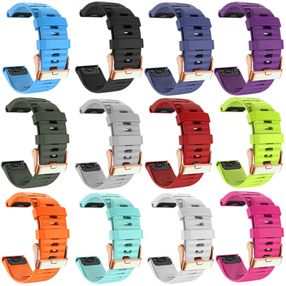 For Garmin Fenix 7S / 6S Pro / 5S Plus 20mm Rose Gold Buckle Quick Release Silicone Watch Band(White) by bashfashion