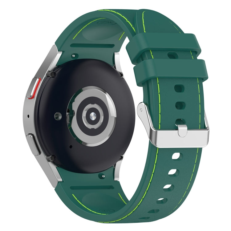 For Samsung Galaxy Watch 6 / 6 Classic Leather Silicone Watch Band(Dark Green) by bashfashion