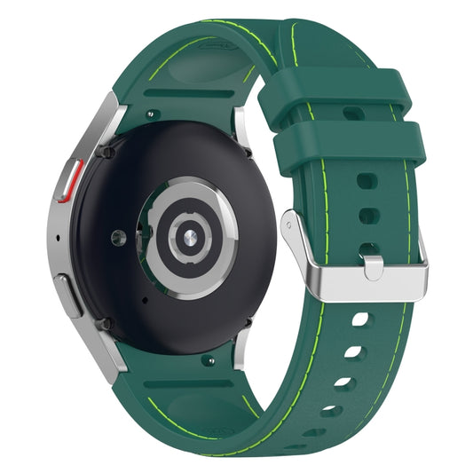 For Samsung Galaxy Watch 6 / 6 Classic Leather Silicone Watch Band(Dark Green) by bashfashion