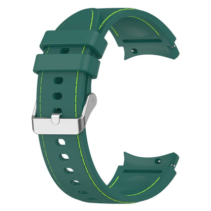 For Samsung Galaxy Watch 6 / 6 Classic Leather Silicone Watch Band(Dark Green) by bashfashion