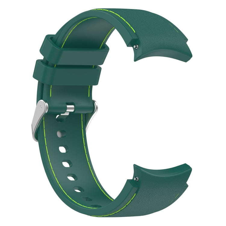 For Samsung Galaxy Watch 6 / 6 Classic Leather Silicone Watch Band(Dark Green) by bashfashion