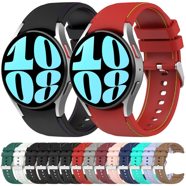 For Samsung Galaxy Watch 6 / 6 Classic Leather Silicone Watch Band(Dark Green) by bashfashion