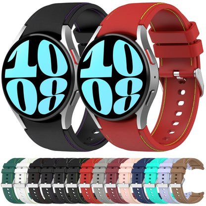 For Samsung Galaxy Watch 6 / 6 Classic Leather Silicone Watch Band(Dark Green) by bashfashion