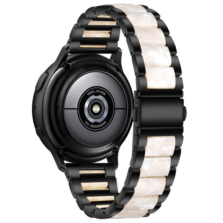 For Samsung Galaxy Watch 6 / 6 Classic Three Bead Resin Metal Watch Band(Black White) by bashfashion