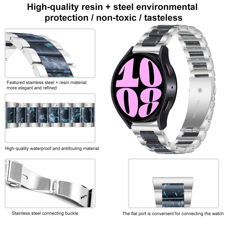 For Samsung Galaxy Watch 6 / 6 Classic Three Bead Resin Metal Watch Band(Black White) by bashfashion