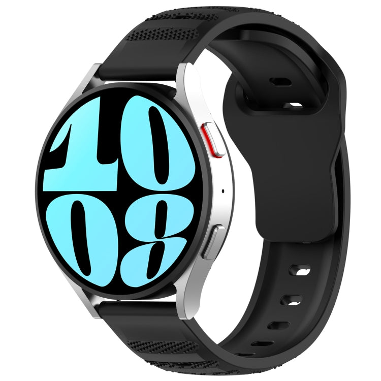 For Samsung Galaxy Watch 6 / 6 Classic Pockmark Texture Reverse Buckle Silicone Watch Band(Black) by bashfashion