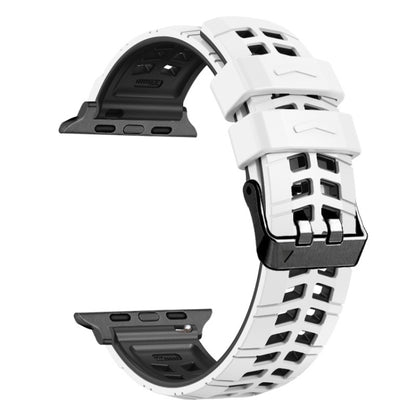 For Apple Watch SE 2022 40mm Twill Dual-row Buckle Silicone Watch Band(White Black) by bashfashion