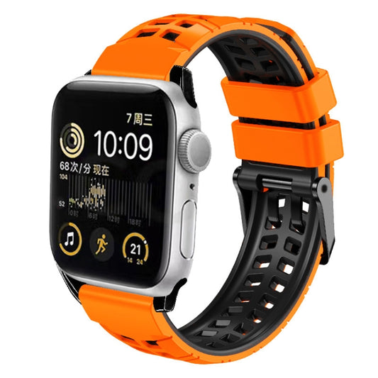 For Apple Watch Series 4 40mm Twill Dual-row Buckle Silicone Watch Band(Orange Black) by bashfashion