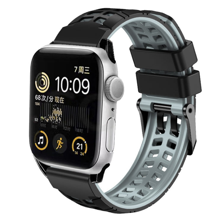 For Apple Watch Series 2 38mm Twill Dual-row Buckle Silicone Watch Band(Black Grey) by bashfashion
