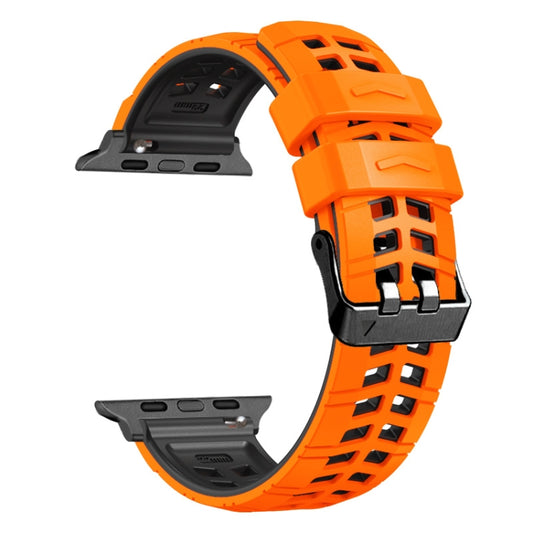 For Apple Watch 42mm Twill Dual-row Buckle Silicone Watch Band(Orange Black) by bashfashion