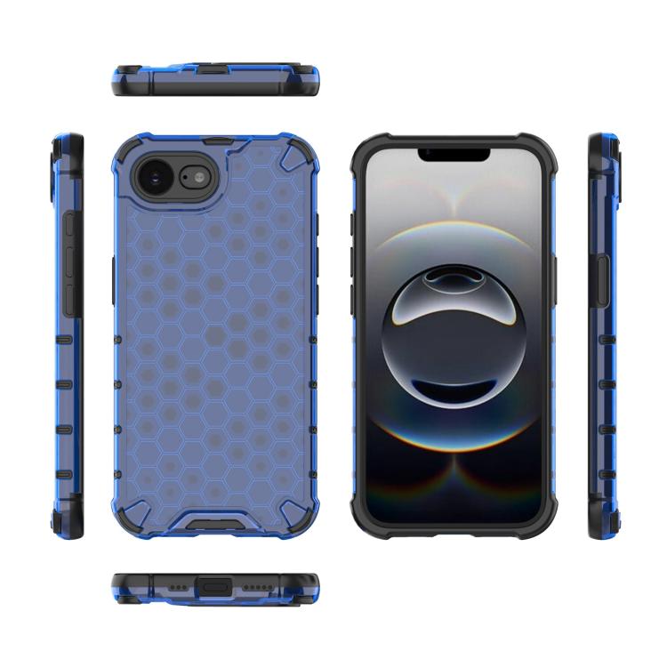 For iPhone 16e Honeycomb Shockproof Phone Case(Blue) by bashfashion