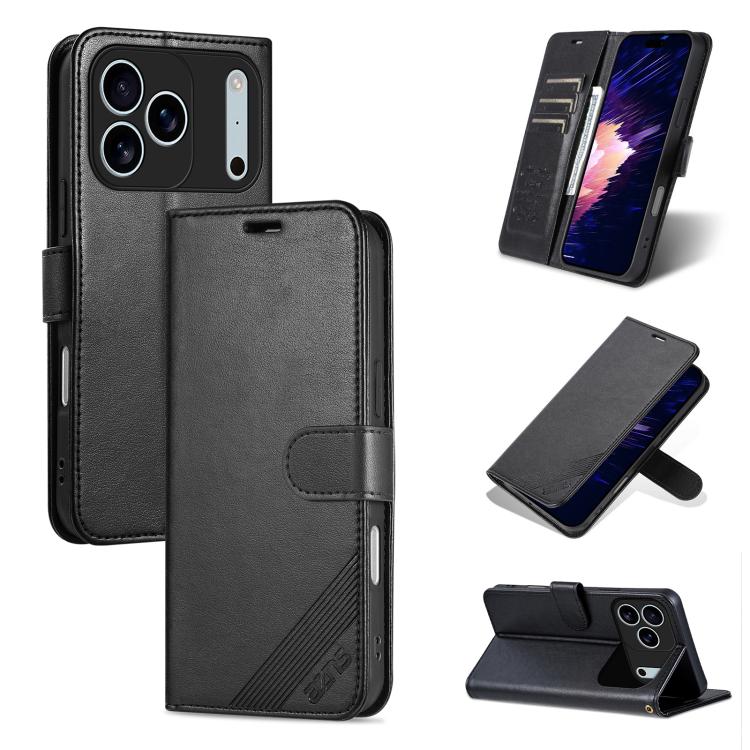 For iPhone 17 Pro AZNS Sheepskin Texture Flip Leather Phone Case(Black) by AZNS