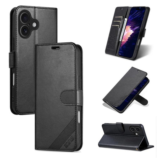 For iPhone 17 AZNS Sheepskin Texture Flip Leather Phone Case(Black) by AZNS