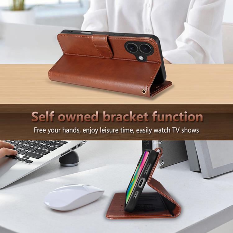 For iPhone 17 AZNS Sheepskin Texture Flip Leather Phone Case(Brown) by AZNS