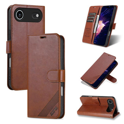 For iPhone Air AZNS Sheepskin Texture Flip Leather Phone Case(Brown) by AZNS