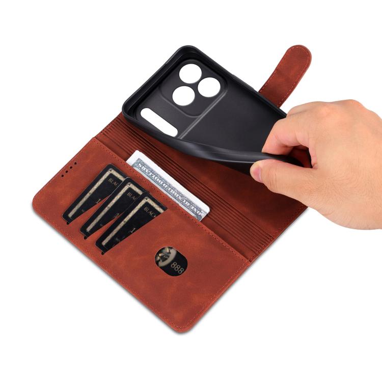 For iPhone 17 Pro Max AZNS Skin Feel Calf Texture Flip Leather Phone Case(Brown) by AZNS