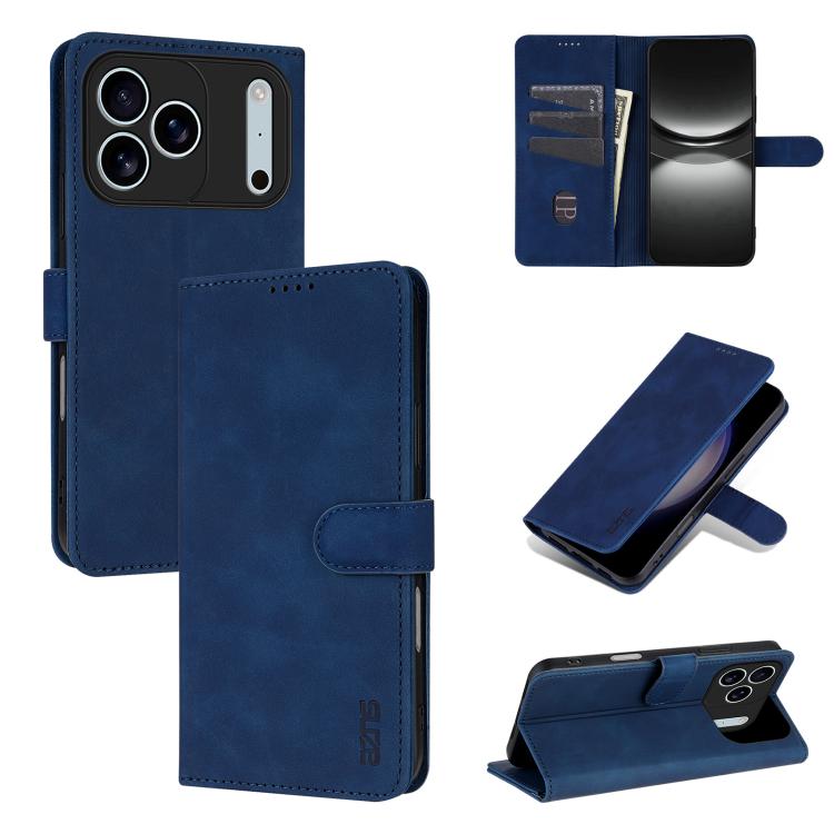 For iPhone 17 Pro Max AZNS Skin Feel Calf Texture Flip Leather Phone Case(Blue) by AZNS